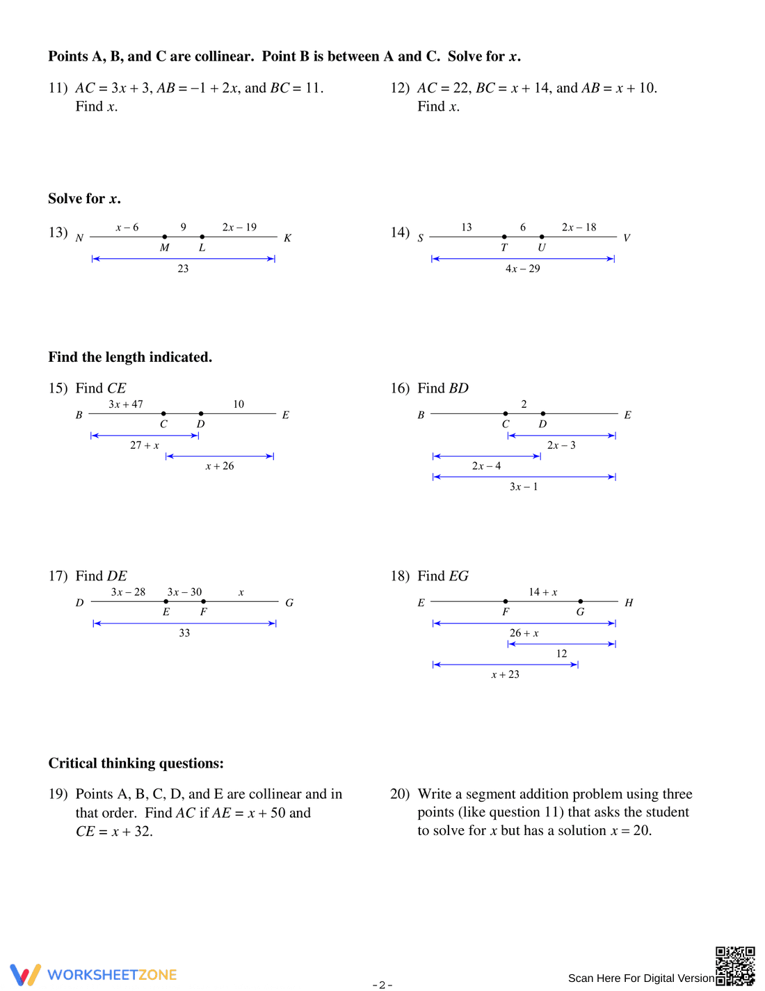 The Segment Addition Postulate: Geometry Basics - Page 2