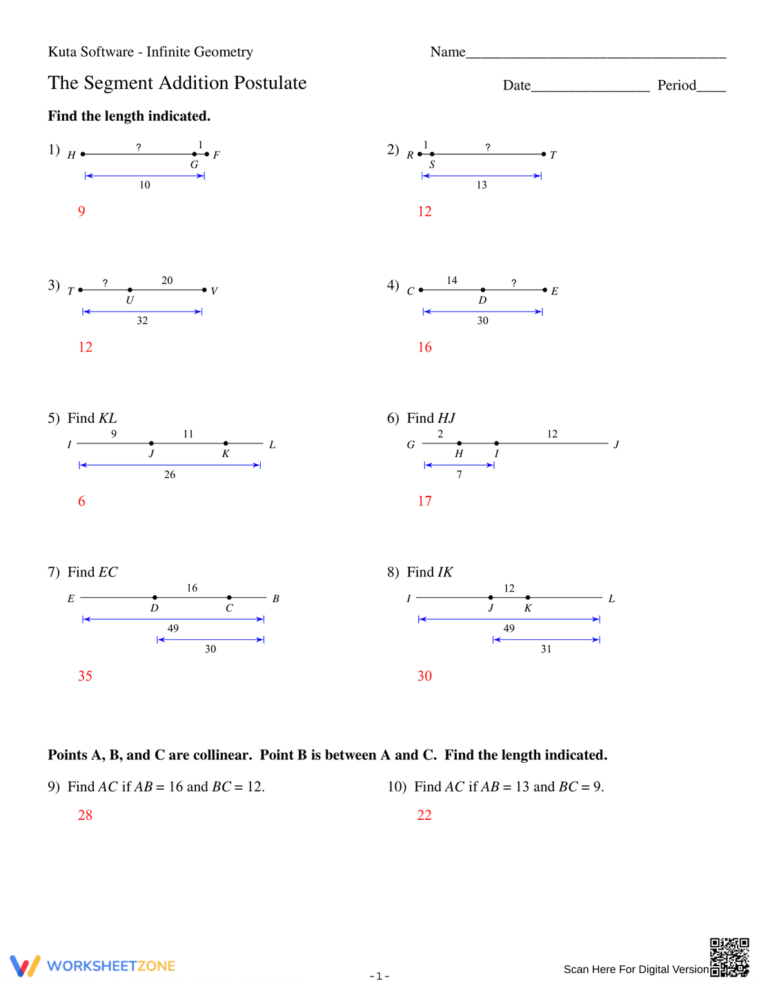 The Segment Addition Postulate: Geometry Basics - Page 3