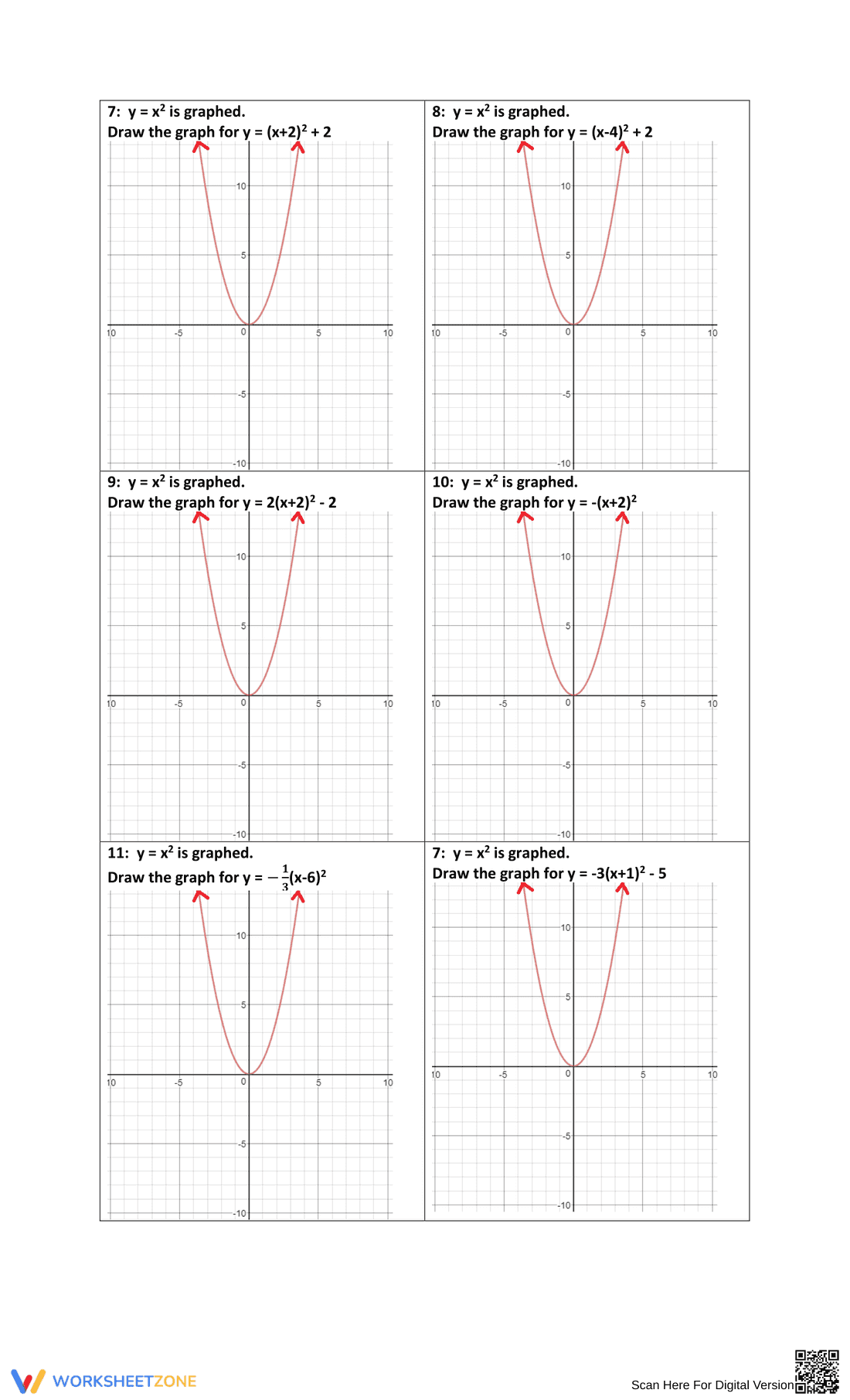 Graph Quadratic Functions Using Transformations - Page 2