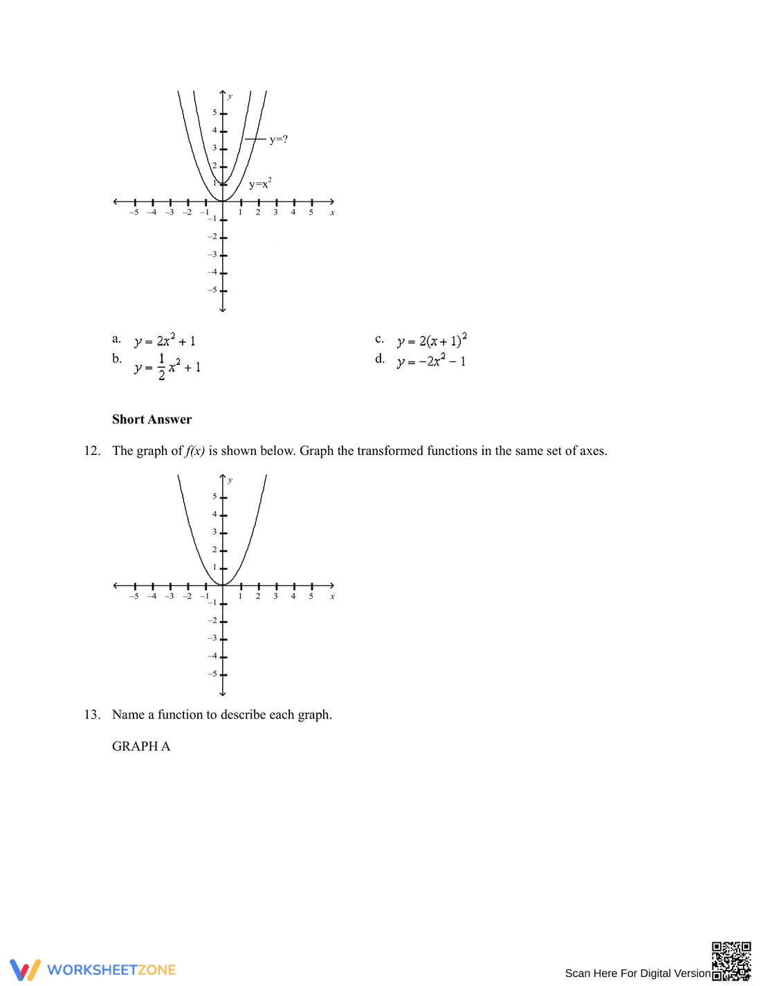 Practice Transformations of Quadratic Functions - Page 3
