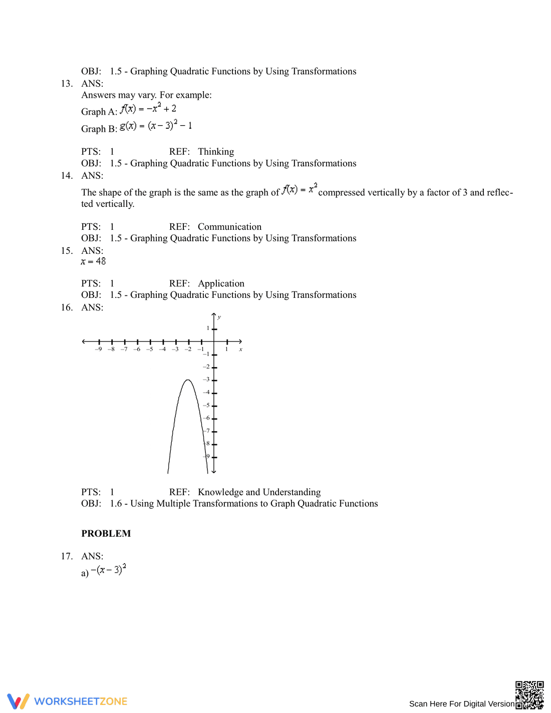 Practice Transformations of Quadratic Functions - Page 6
