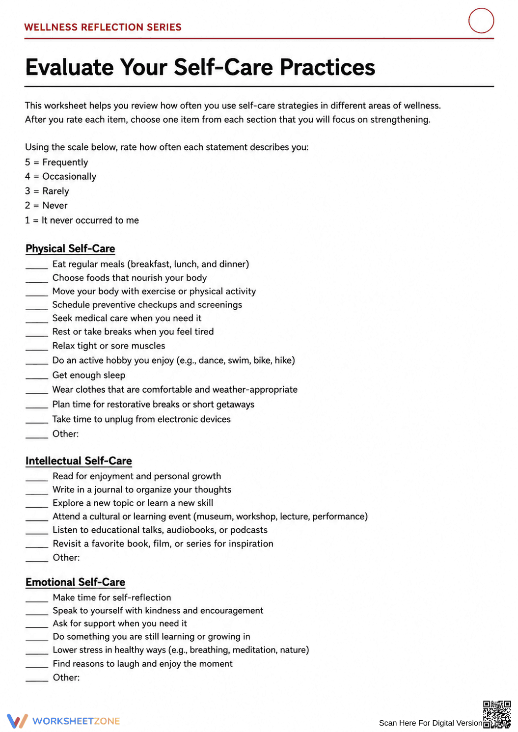 Self-Care Assessment Worksheet | Grade 9-12 Essential - Page 2