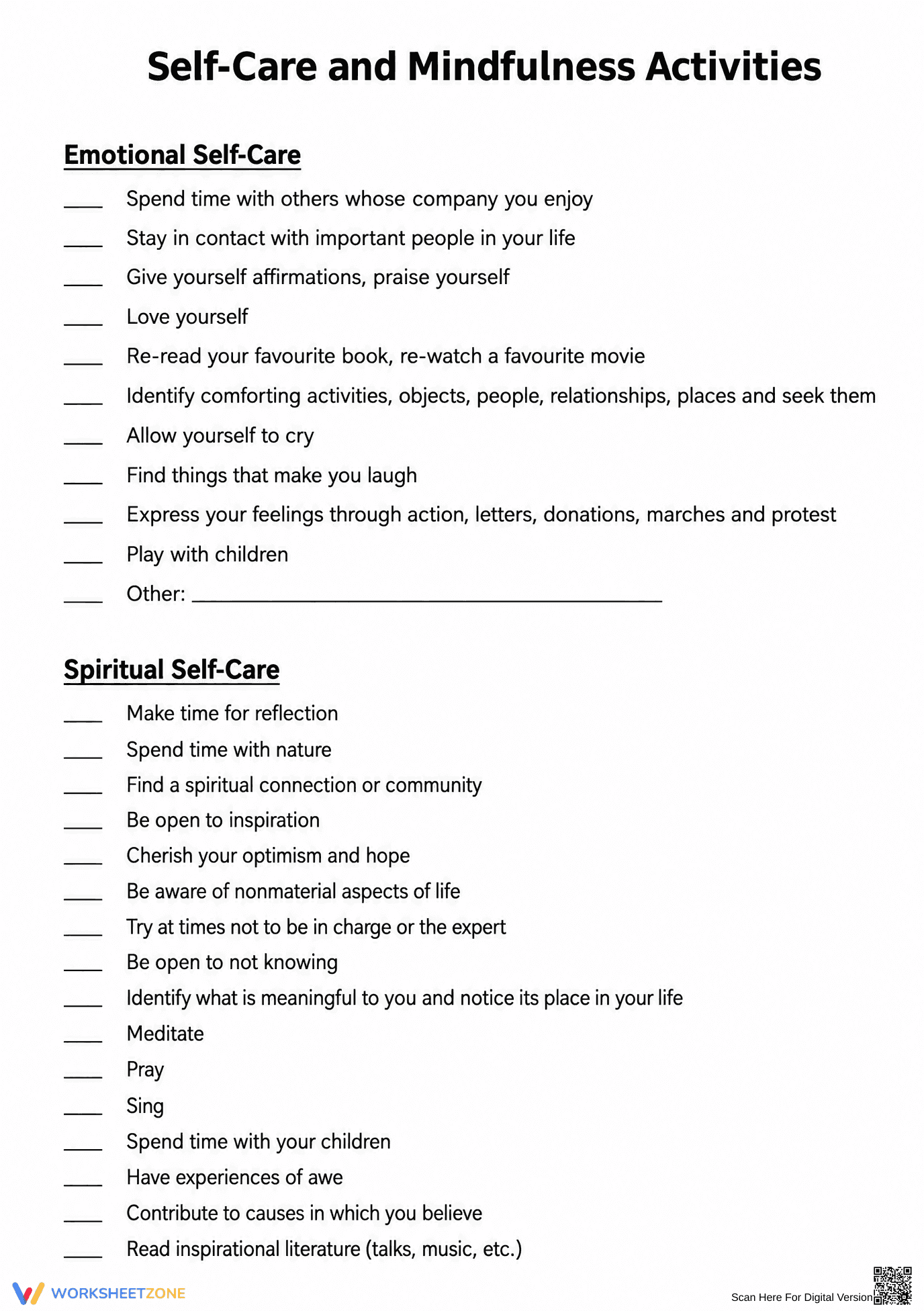 Printable Self-Care & Mindfulness Worksheet | Grade 8 Ready - Page 2