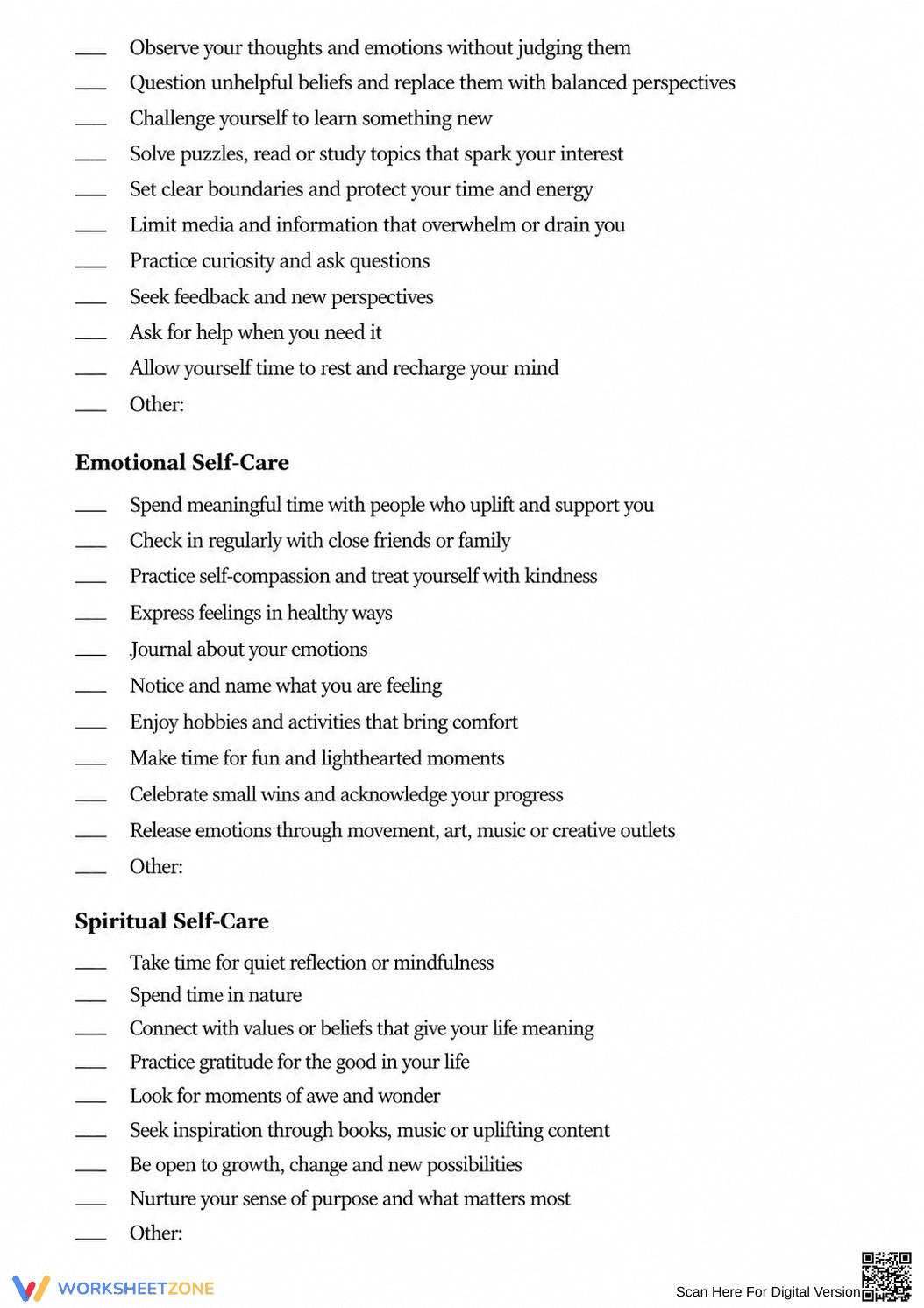Self-Care Assessment Worksheet | Essential Grade 8-10 Guide - Page 2