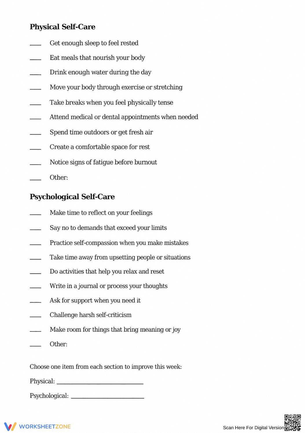 Self-Care Assessment Worksheet | Essential Grade 8-10 Guide - Page 3