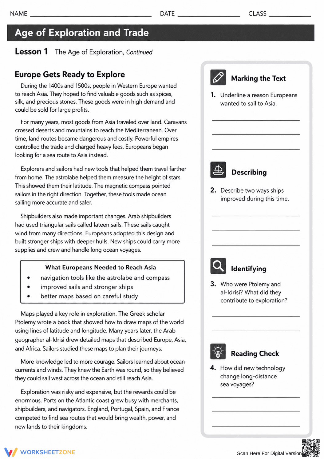 Age of Exploration Worksheet | Grade 7 Essential Guide - Page 2