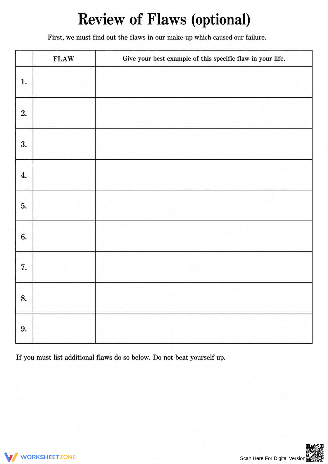 Grade 9-12 Personal Flaws — Printable No-Prep Worksheet - Page 2