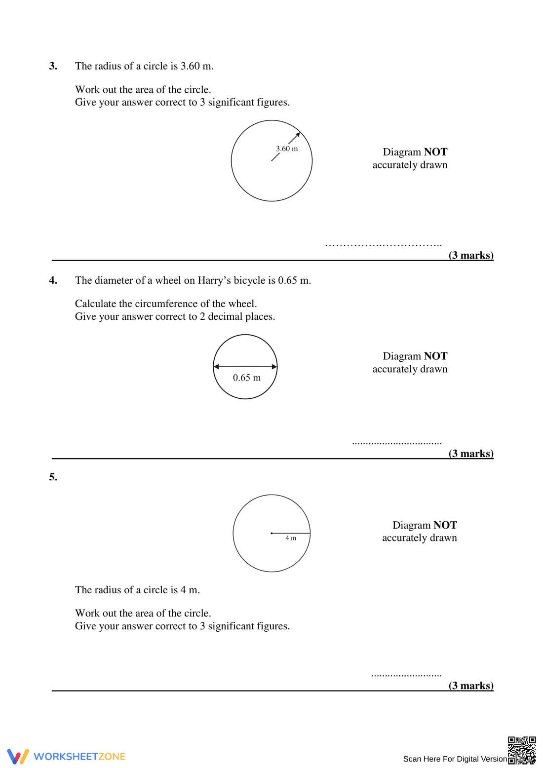 Calculate Area and Circumference of Circles - Page 4