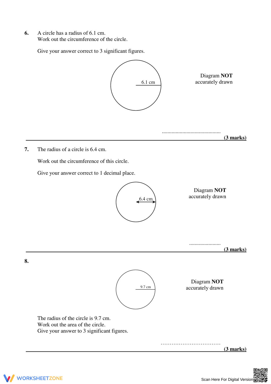 Calculate Area and Circumference of Circles - Page 5