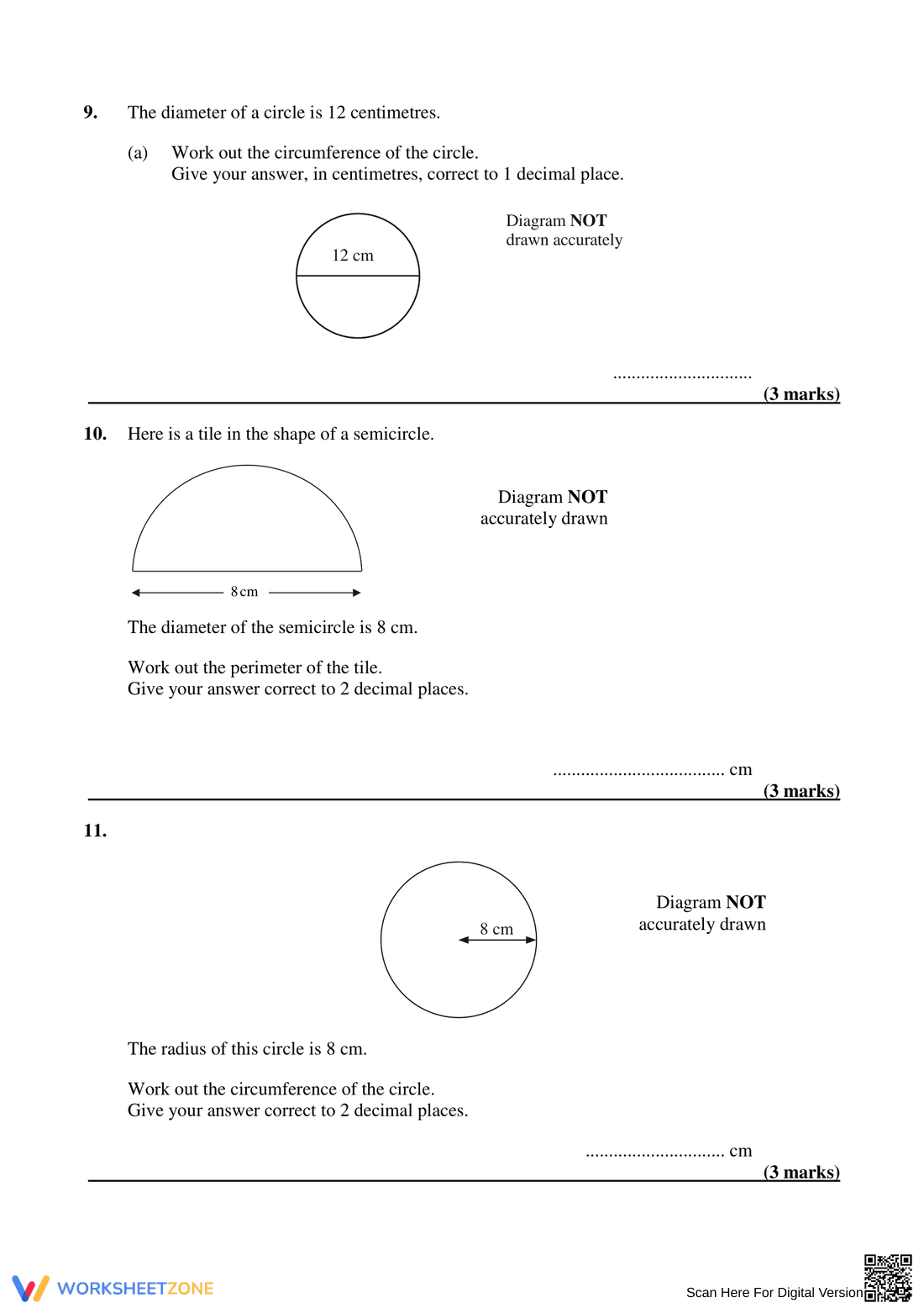 Calculate Area and Circumference of Circles - Page 6