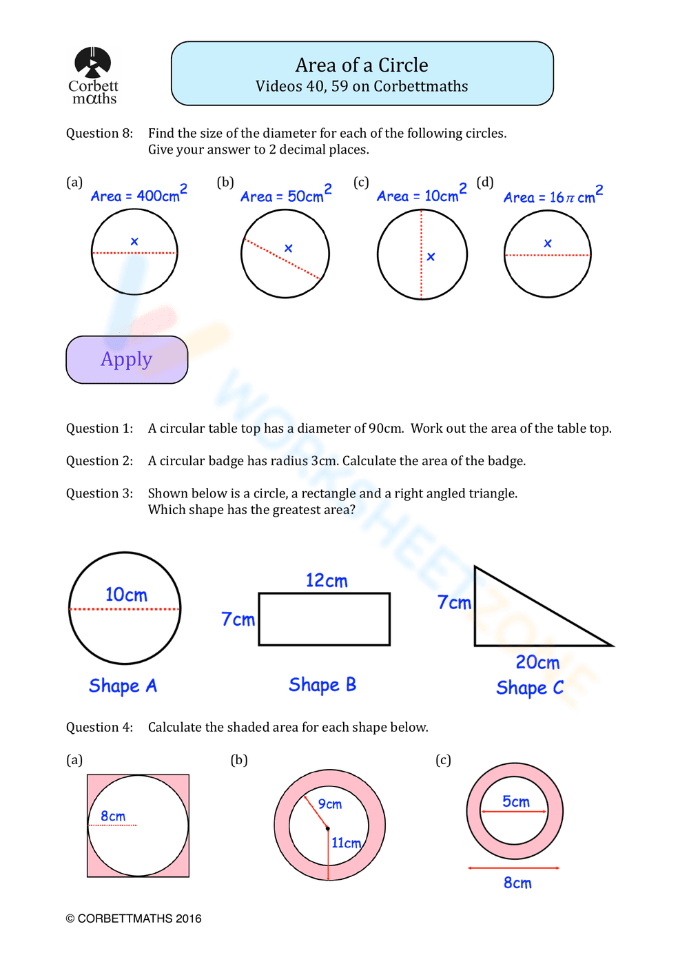 Calculate the Area of a Circle - Page 3