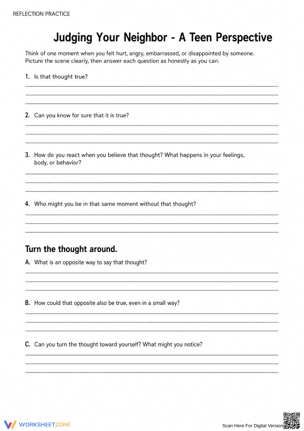 Printable Teen Conflict Reflection Worksheet | Grades 9-12 - Page 2