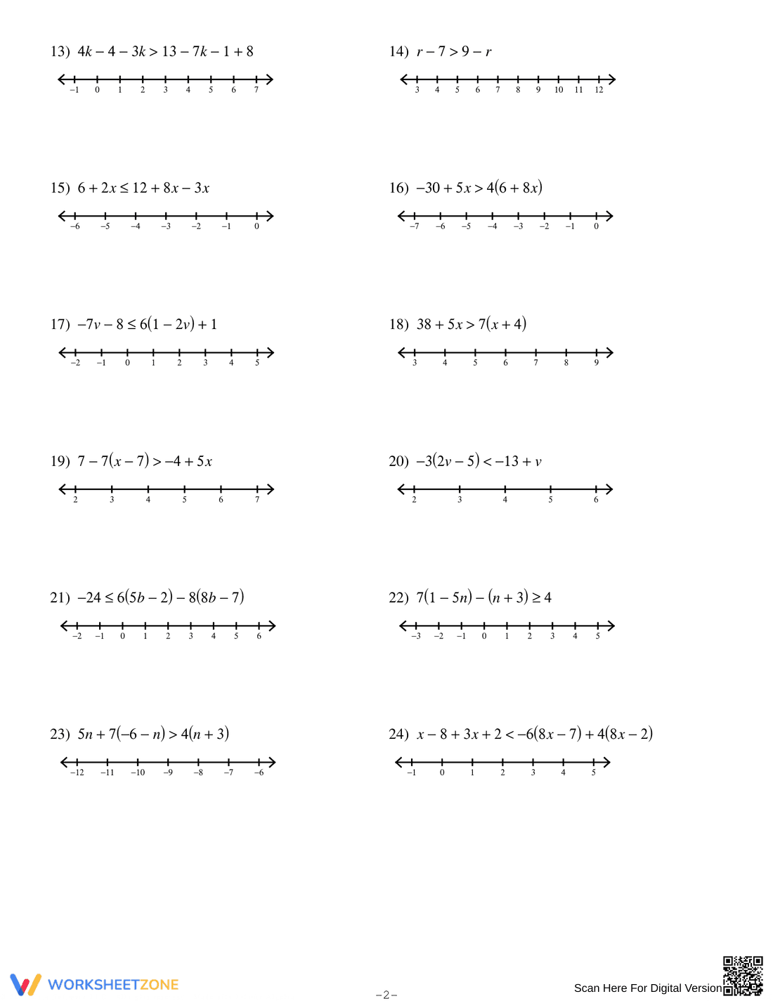 Solve Multi-Step Inequalities - Page 2