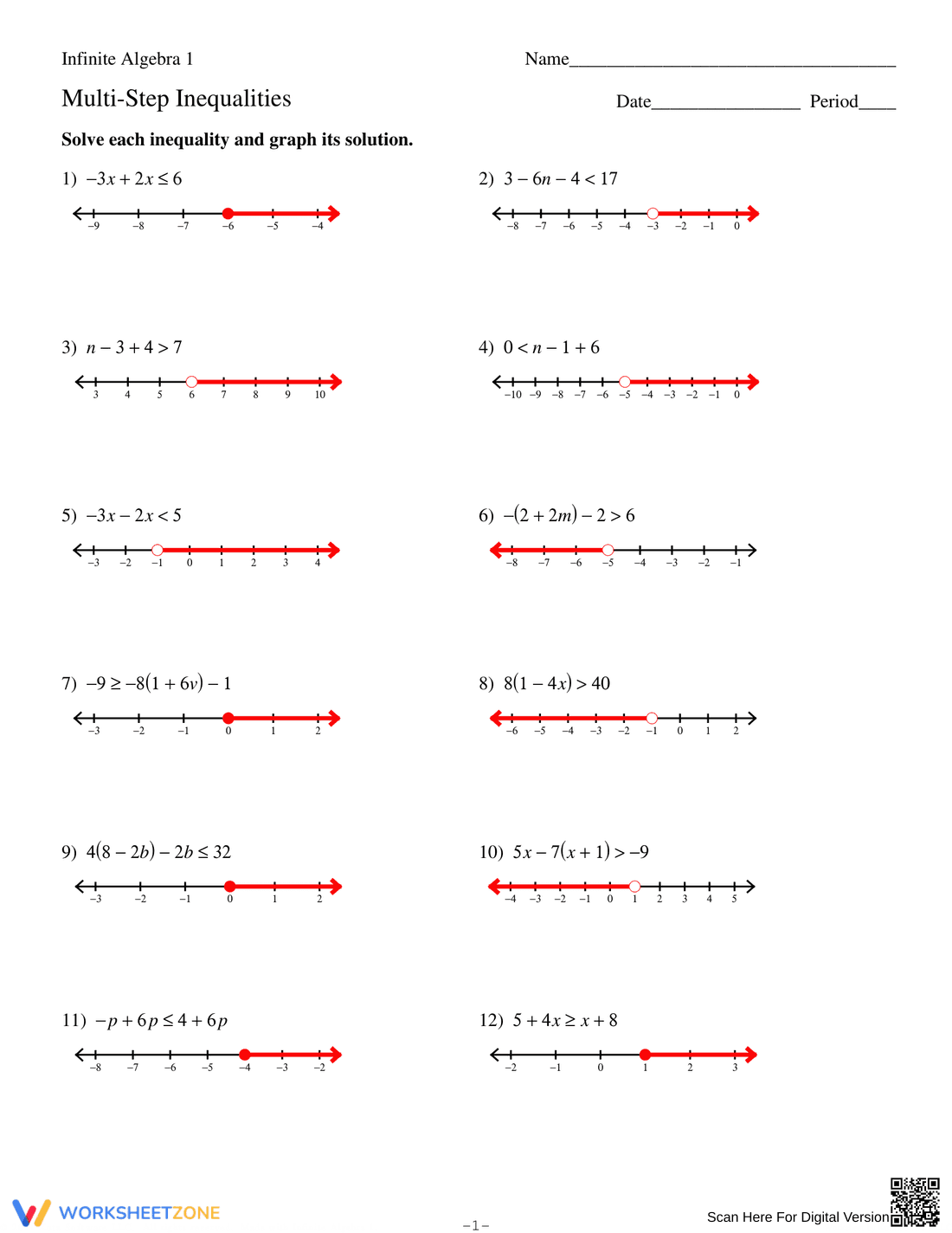 Solve Multi-Step Inequalities - Page 3
