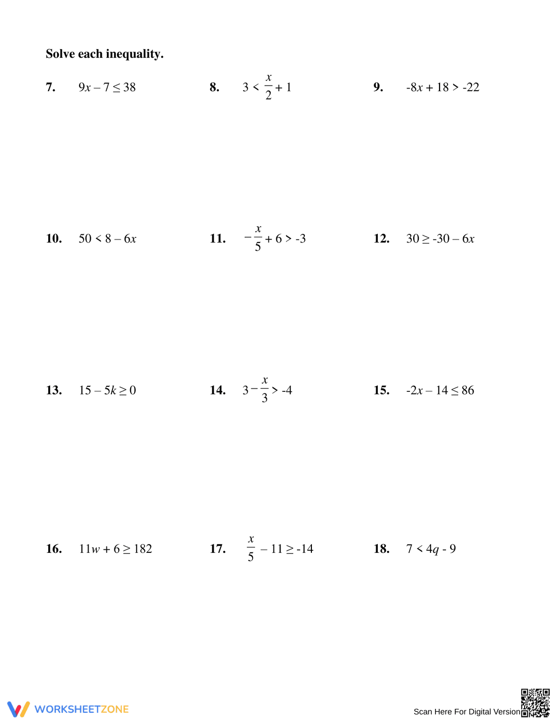 Solving Two-Step Inequalities - Page 2