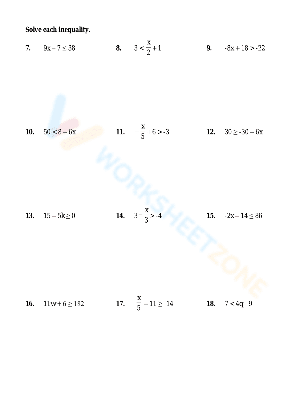 Solving Two-Step Inequalities - Page 2