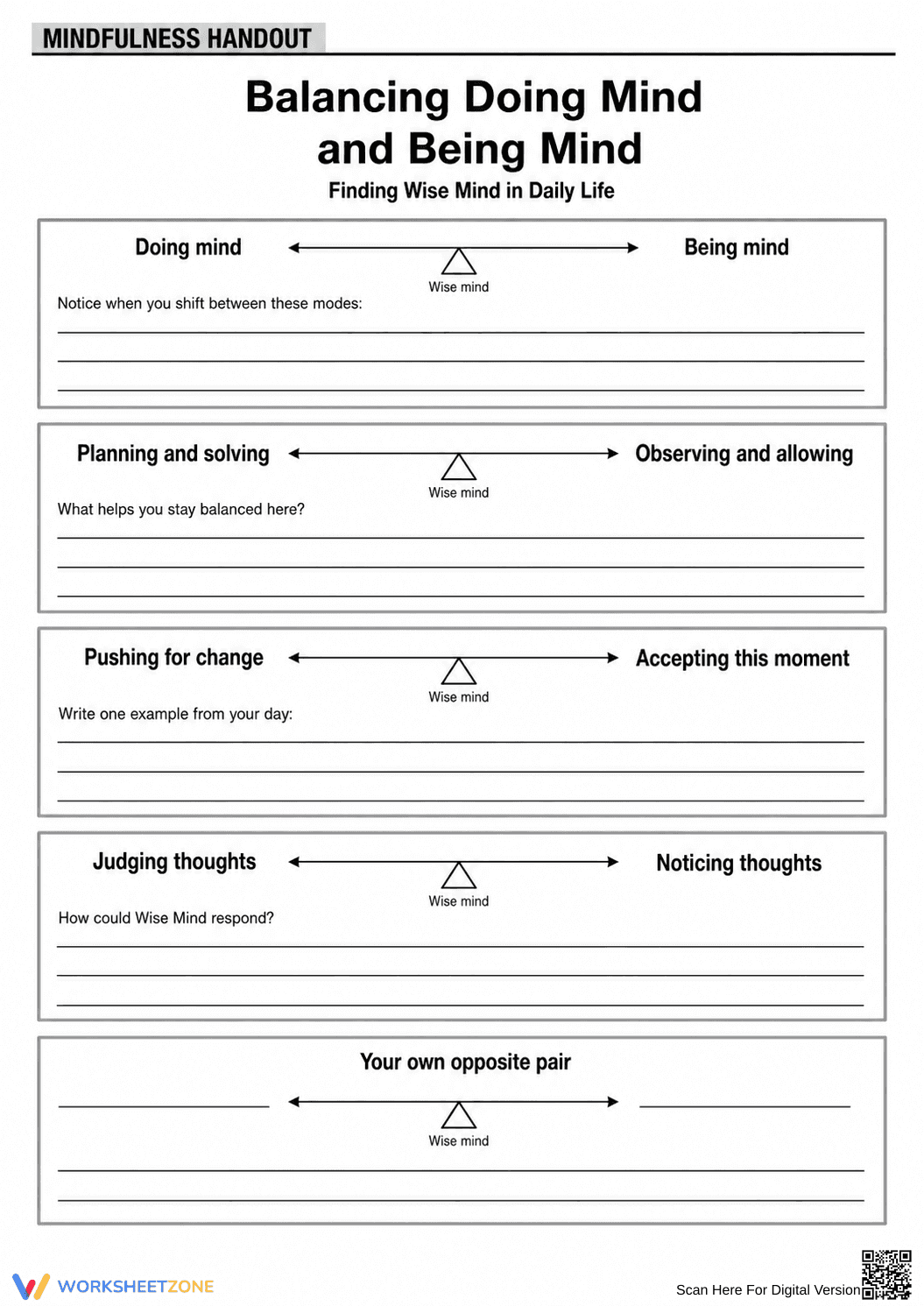 Essential Wise Mind Worksheet | Grade 9-12 Mindfulness - Page 4