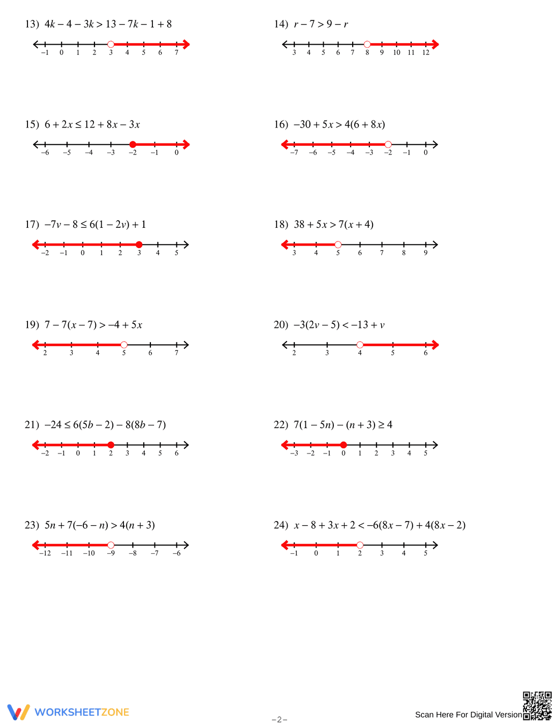 Solve Multi-Step Inequalities Worksheet - Page 4