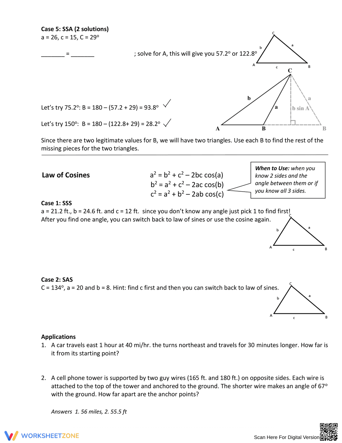 Worksheet on the Law of Sines - Page 2