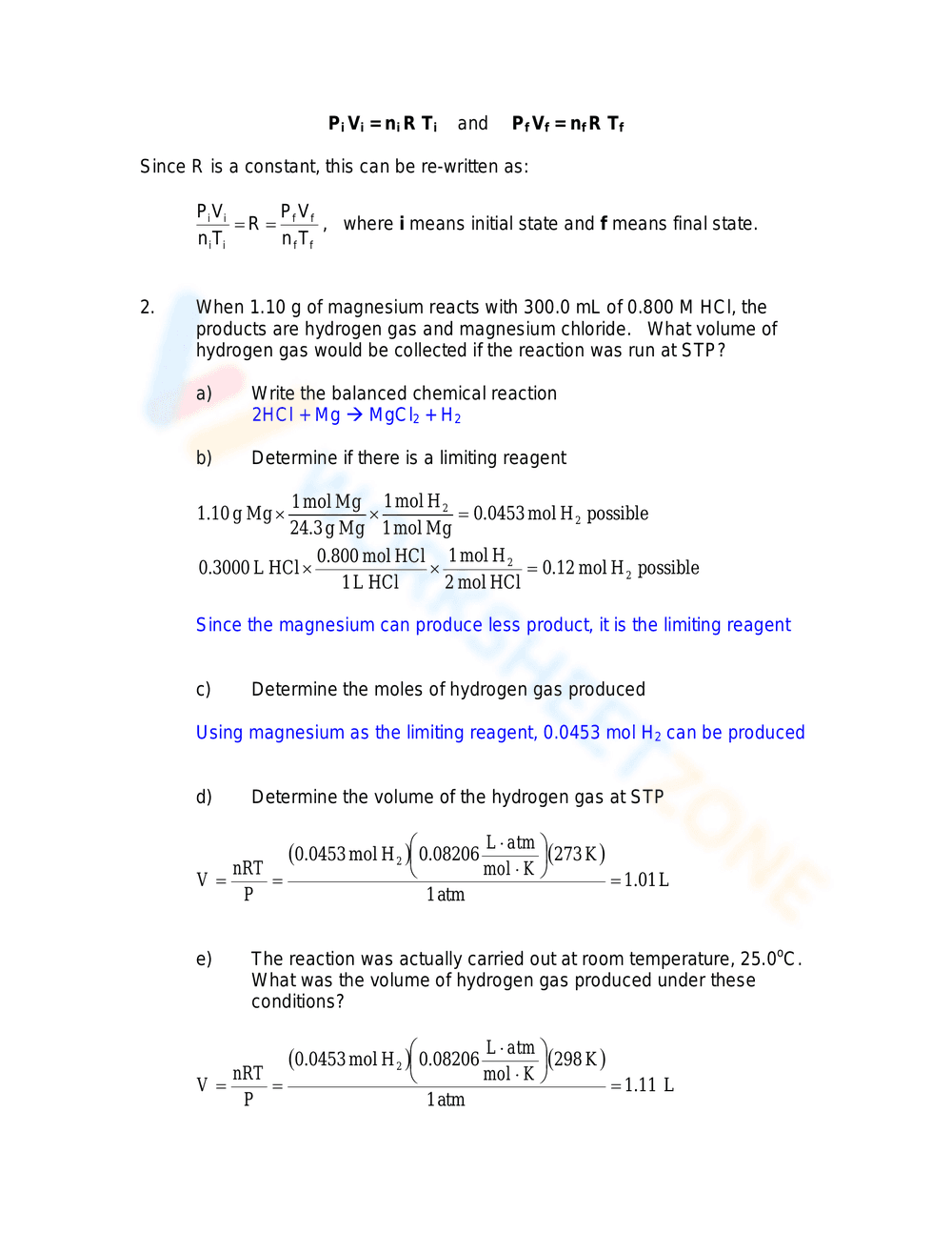 Ideal Gas Law Worksheet: Chemistry Practice - Page 2