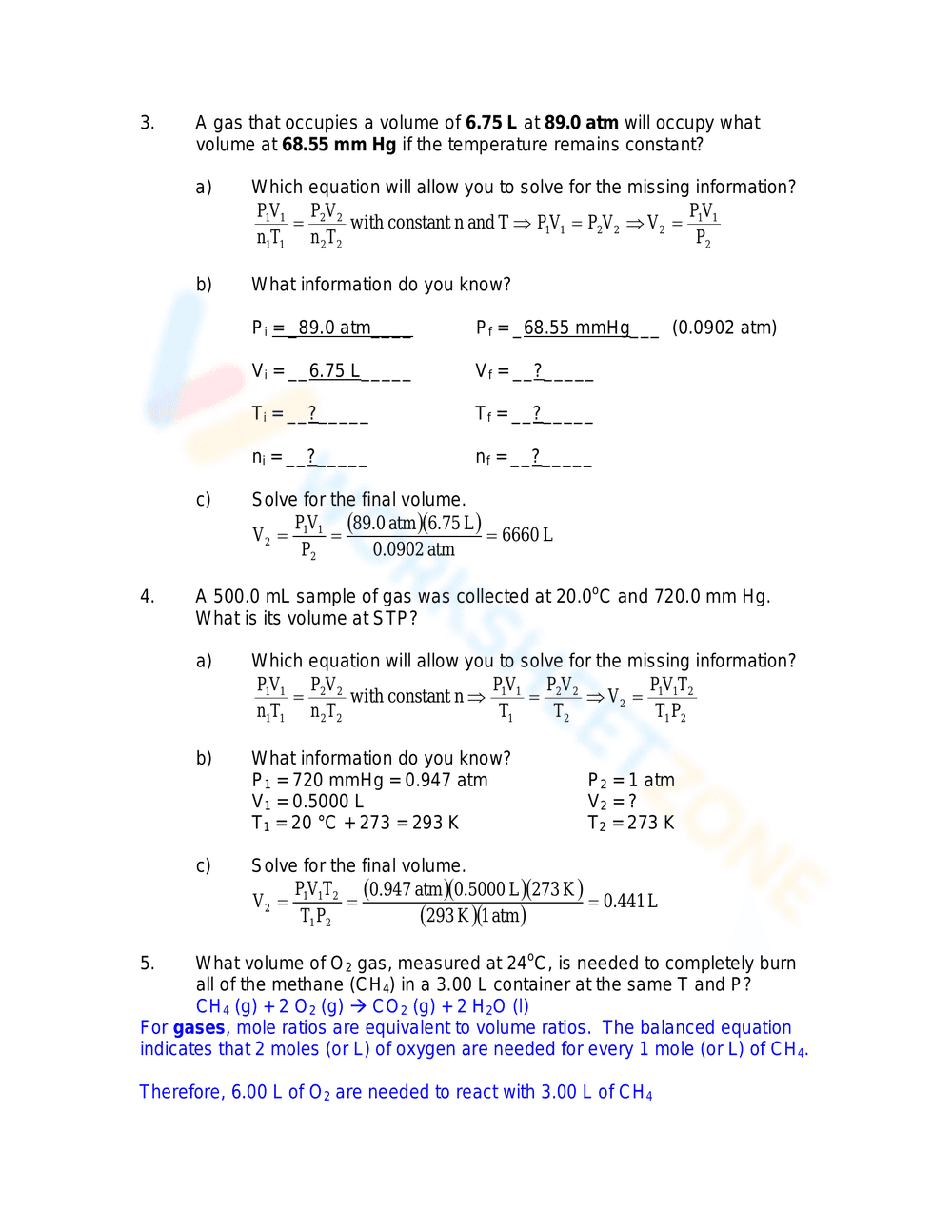 Ideal Gas Law Worksheet: Chemistry Practice - Page 3