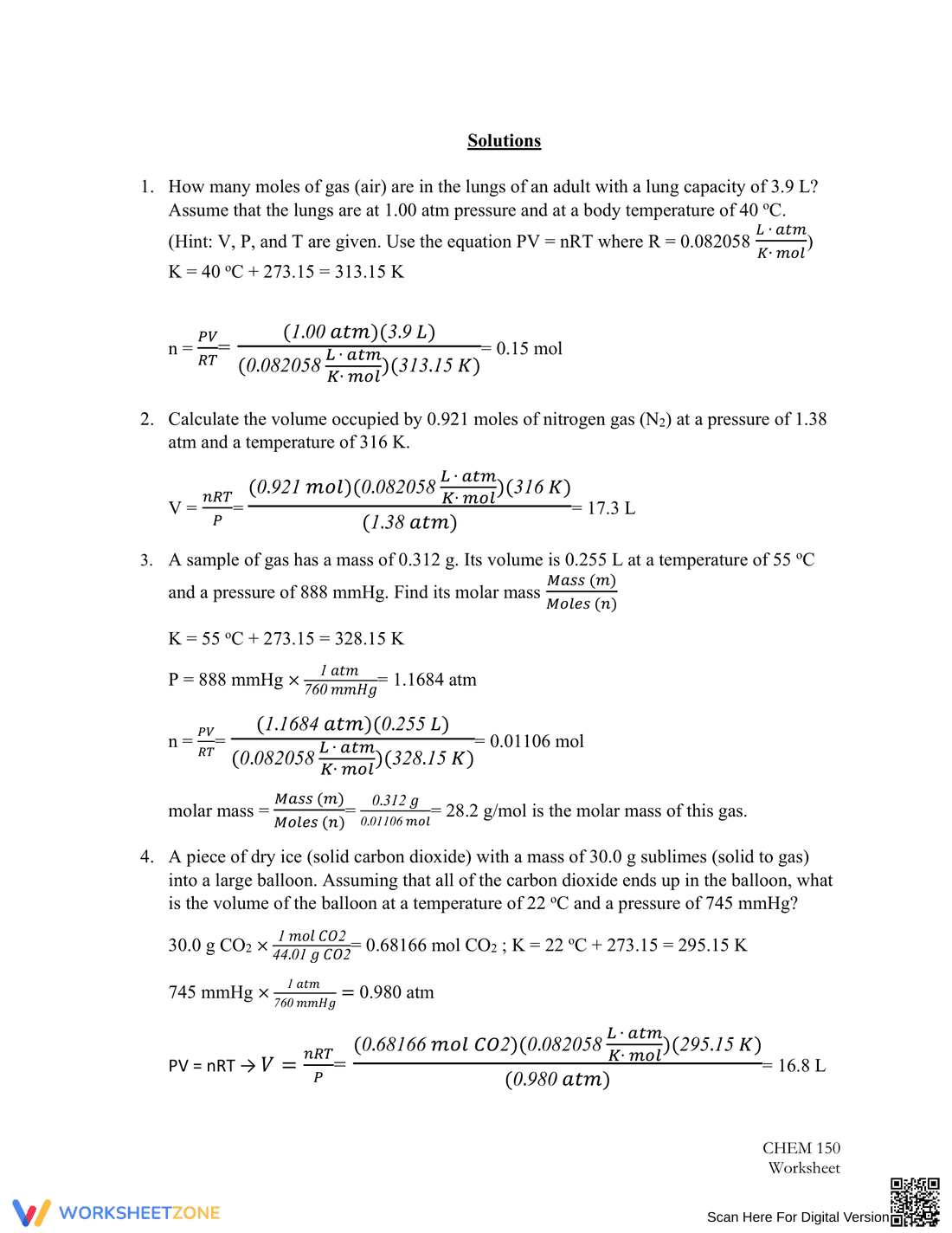 Updated Ideal Gas Law Worksheet: Practice Problems - Page 3
