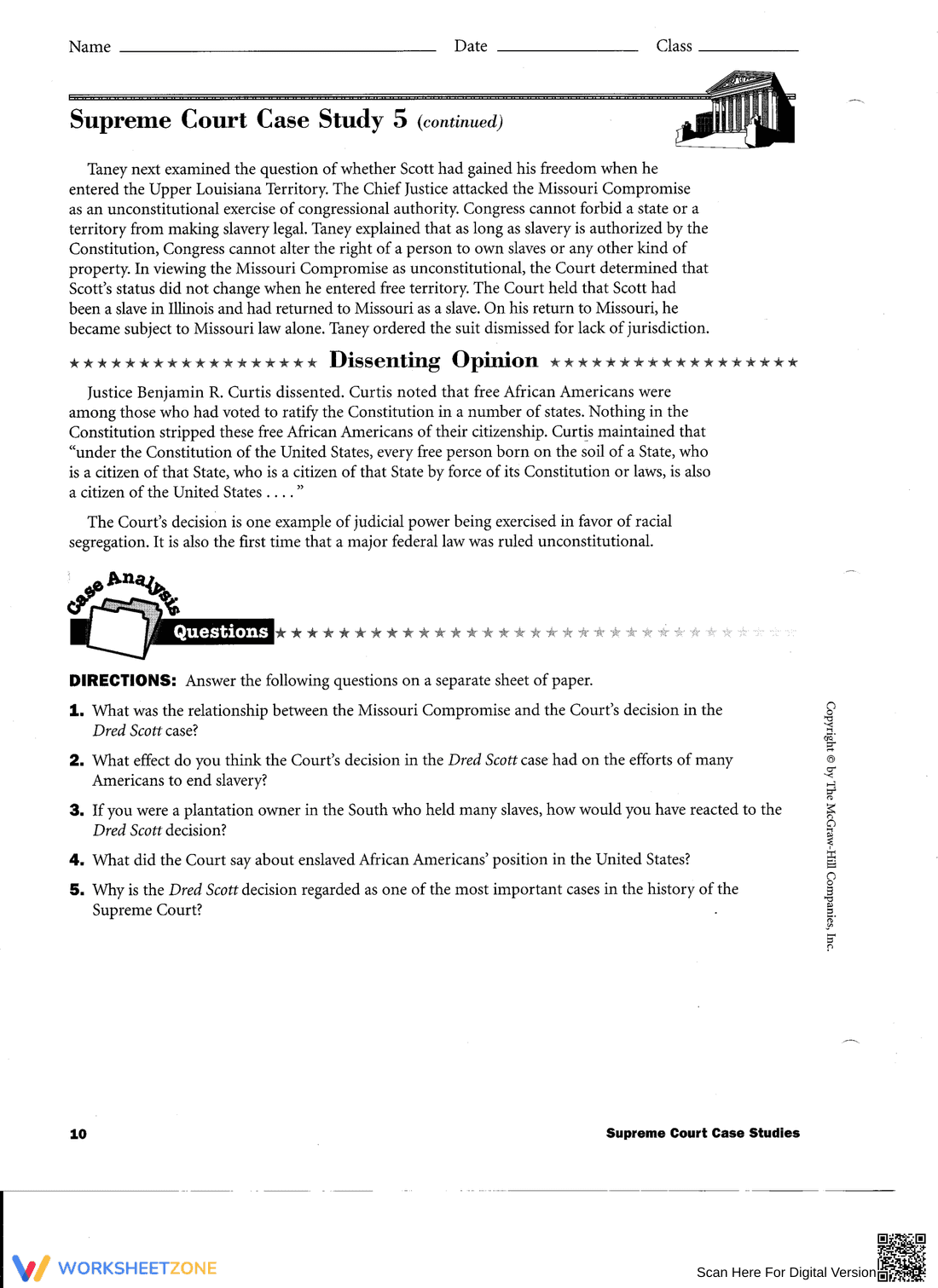 Dred Scott v Sandford (1857) Worksheet - Page 2