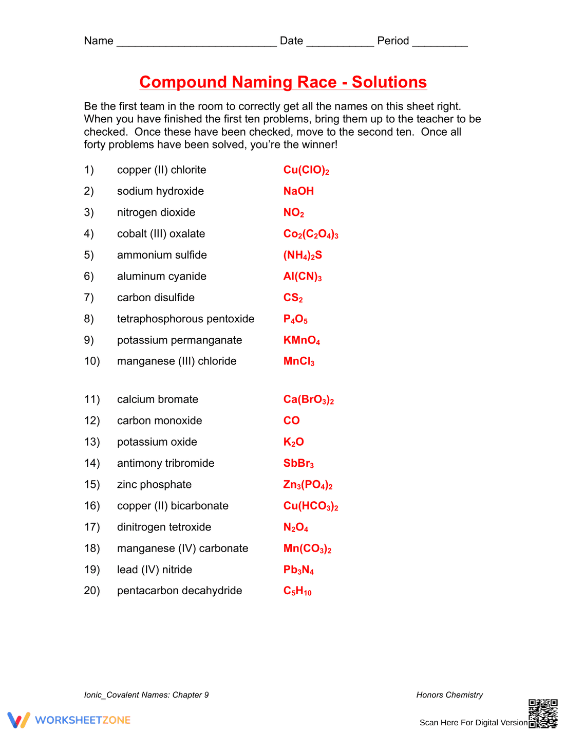 Ionic & Covalent Compound Naming Worksheet - Page 3