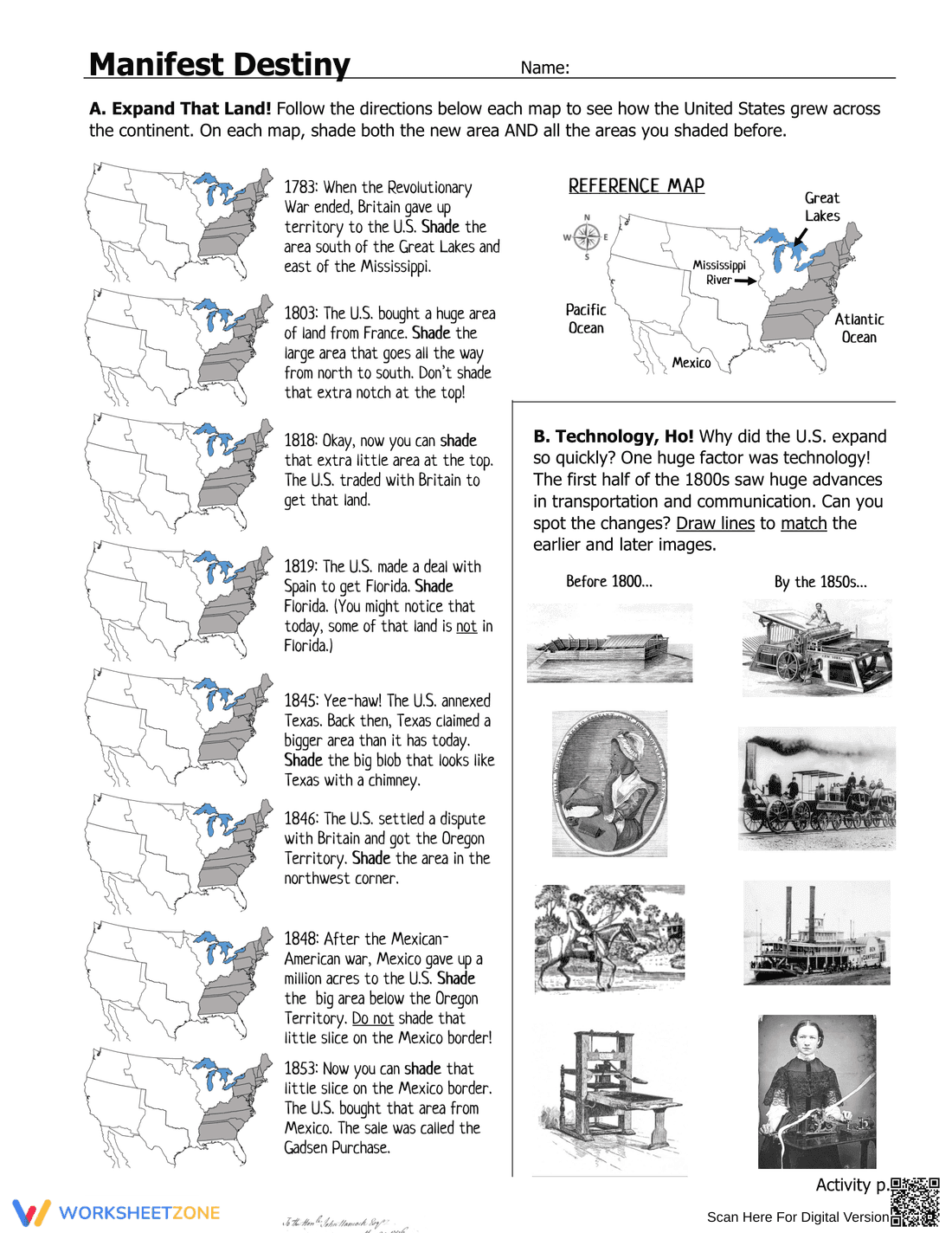 Manifest Destiny History Worksheet - Page 3