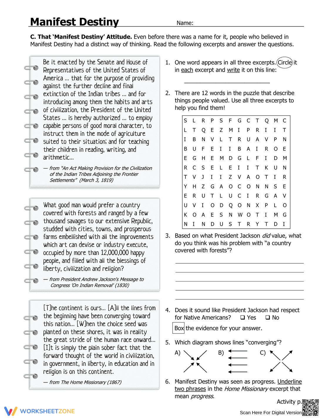Manifest Destiny History Worksheet - Page 4