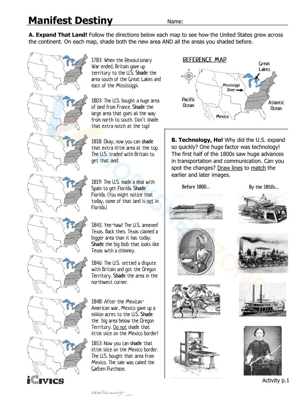 Manifest Destiny History Worksheet - Page 2