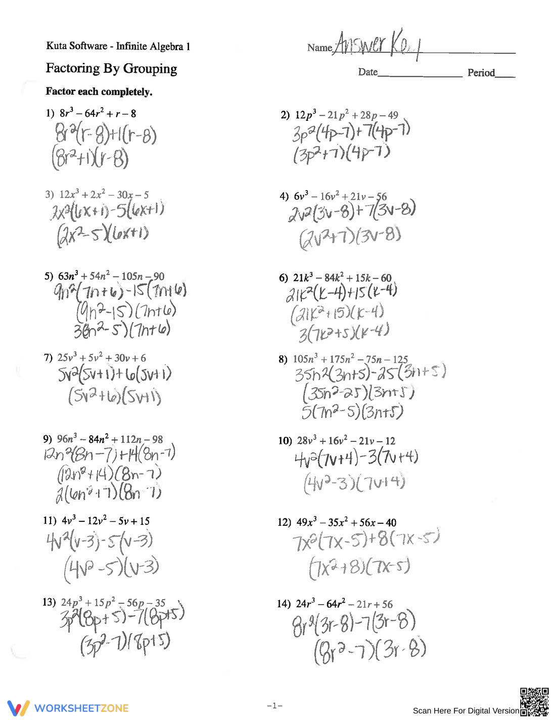 Factoring by Grouping Practice Worksheet - Page 3
