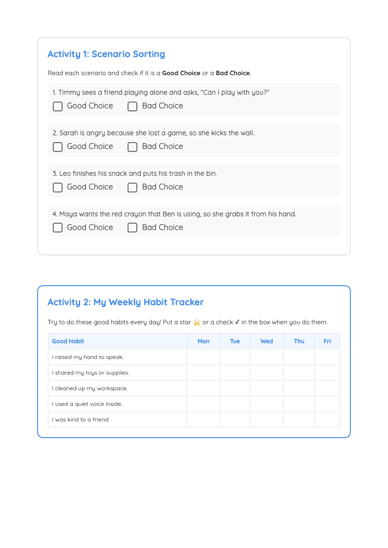 Developing Good Habits Worksheet - Page 2