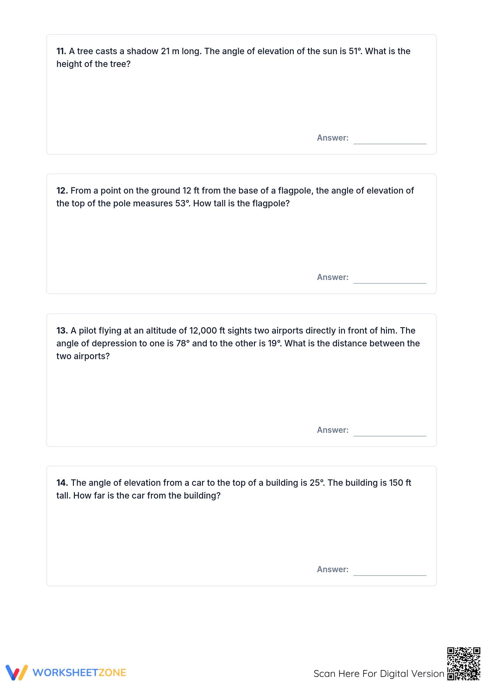 Angles of Elevation & Depression Worksheet | Grade 8 Ready - Page 4
