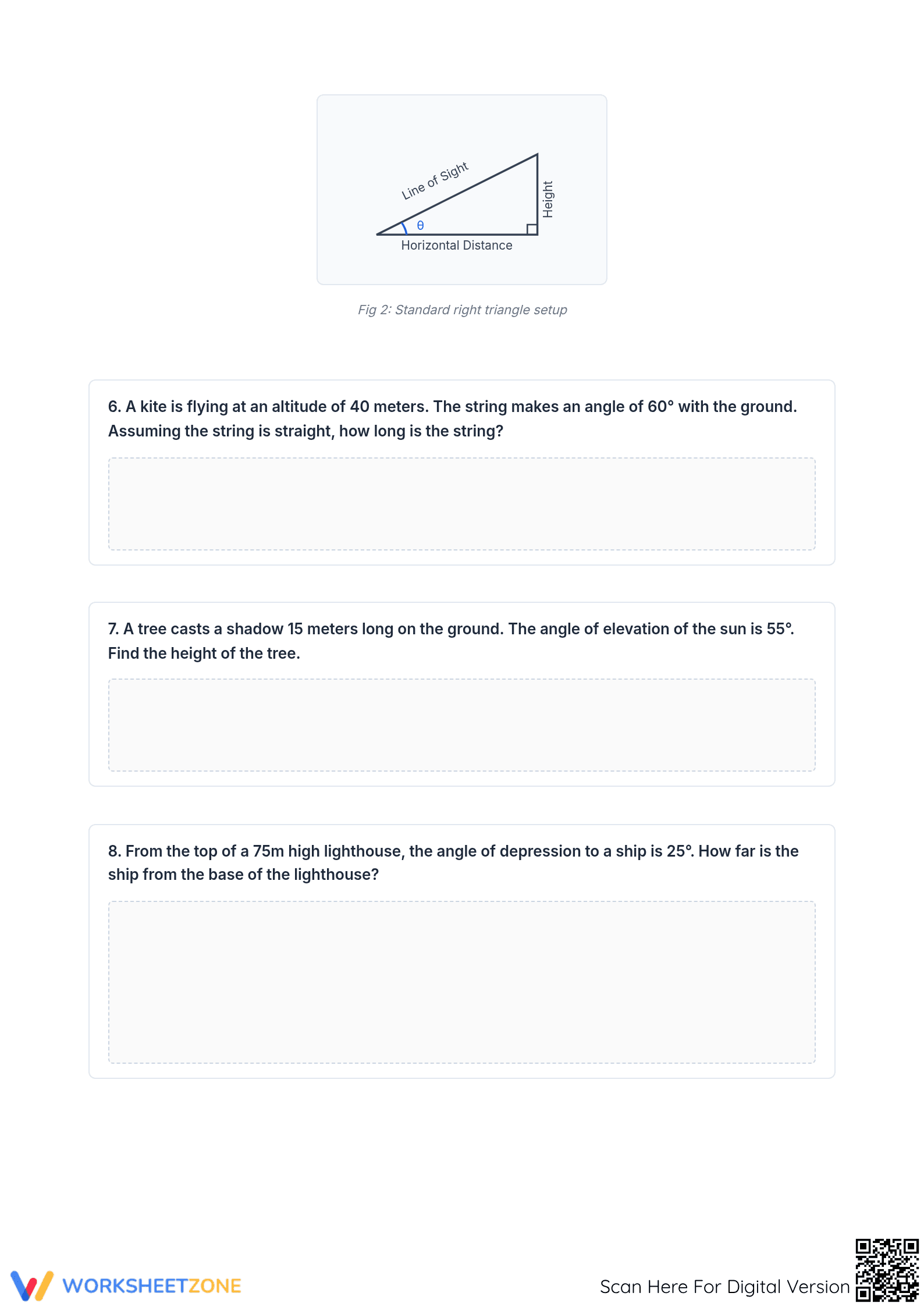 Angles of Elevation & Depression Worksheet | Essential Trig - Page 3