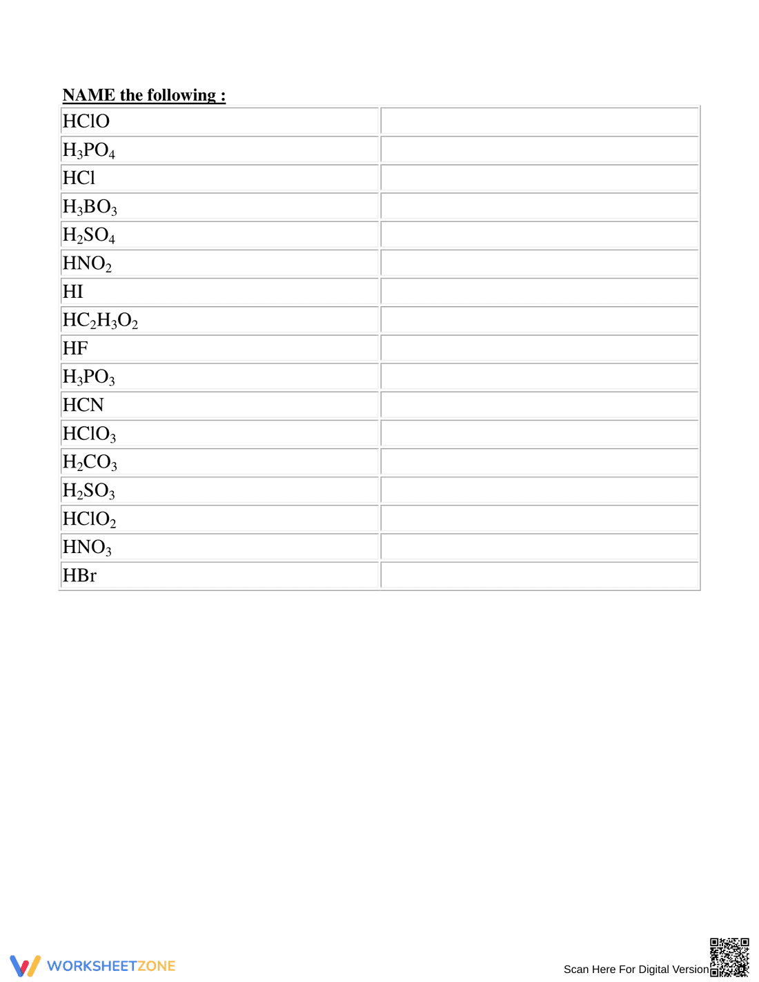 Practice: Names & Formulas of Acids - Page 2