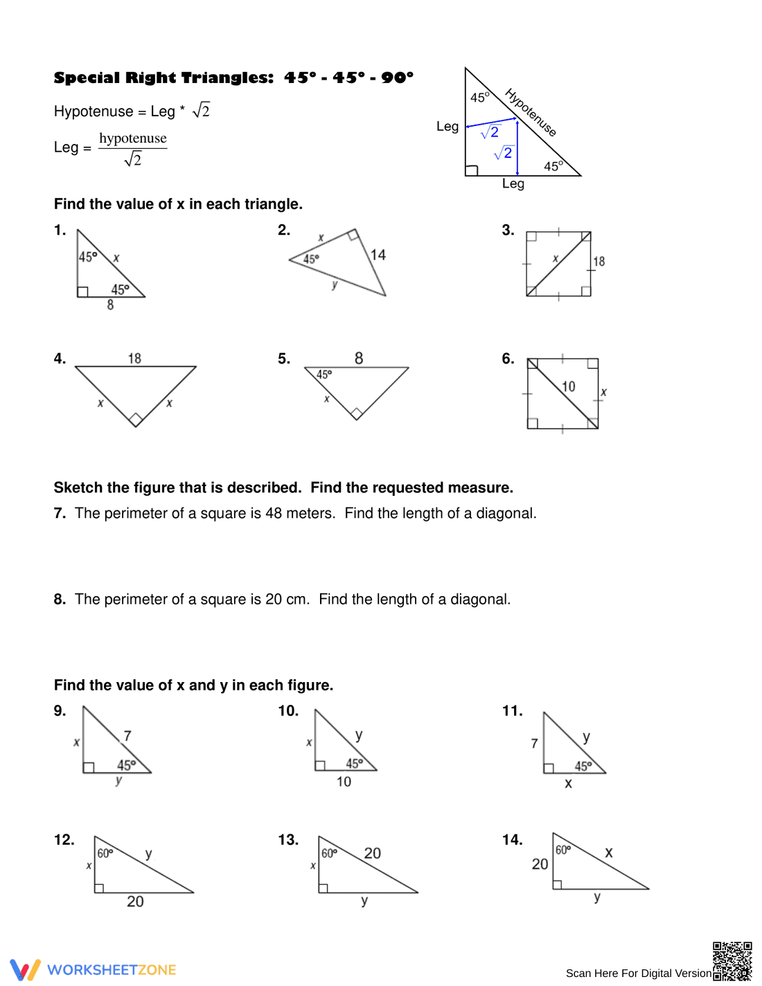 Special Right Triangles Review Worksheet - Page 2