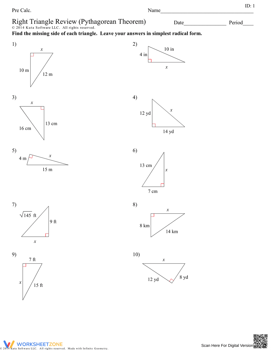 Special Right Triangles Review Worksheet - Page 3