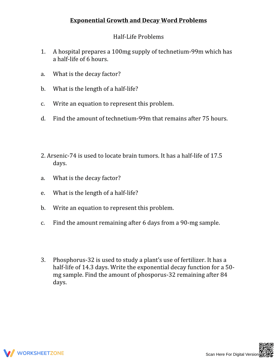 Exponential Growth and Decay Word Problems - Page 4