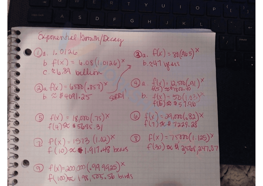 Exponential Growth and Decay Word Problems - Page 6