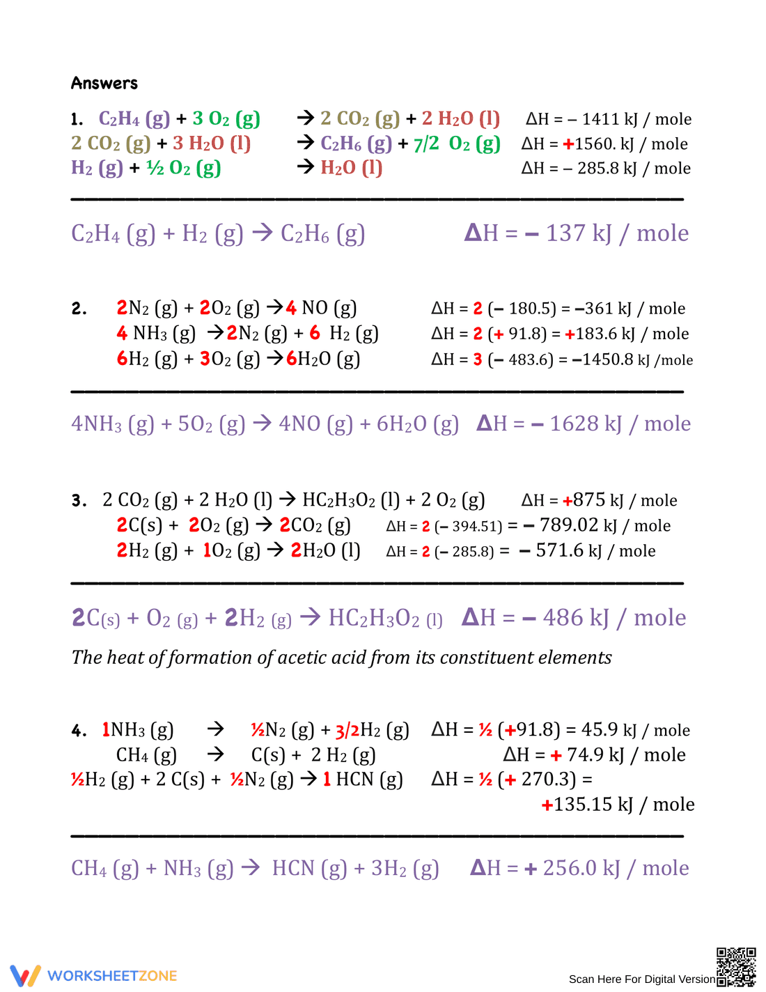Hess's Law Worksheet - Page 2
