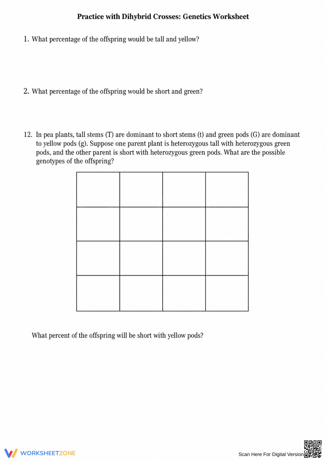 Essential Dihybrid Crosses Worksheet | Grade 9-12 Biology - Page 5