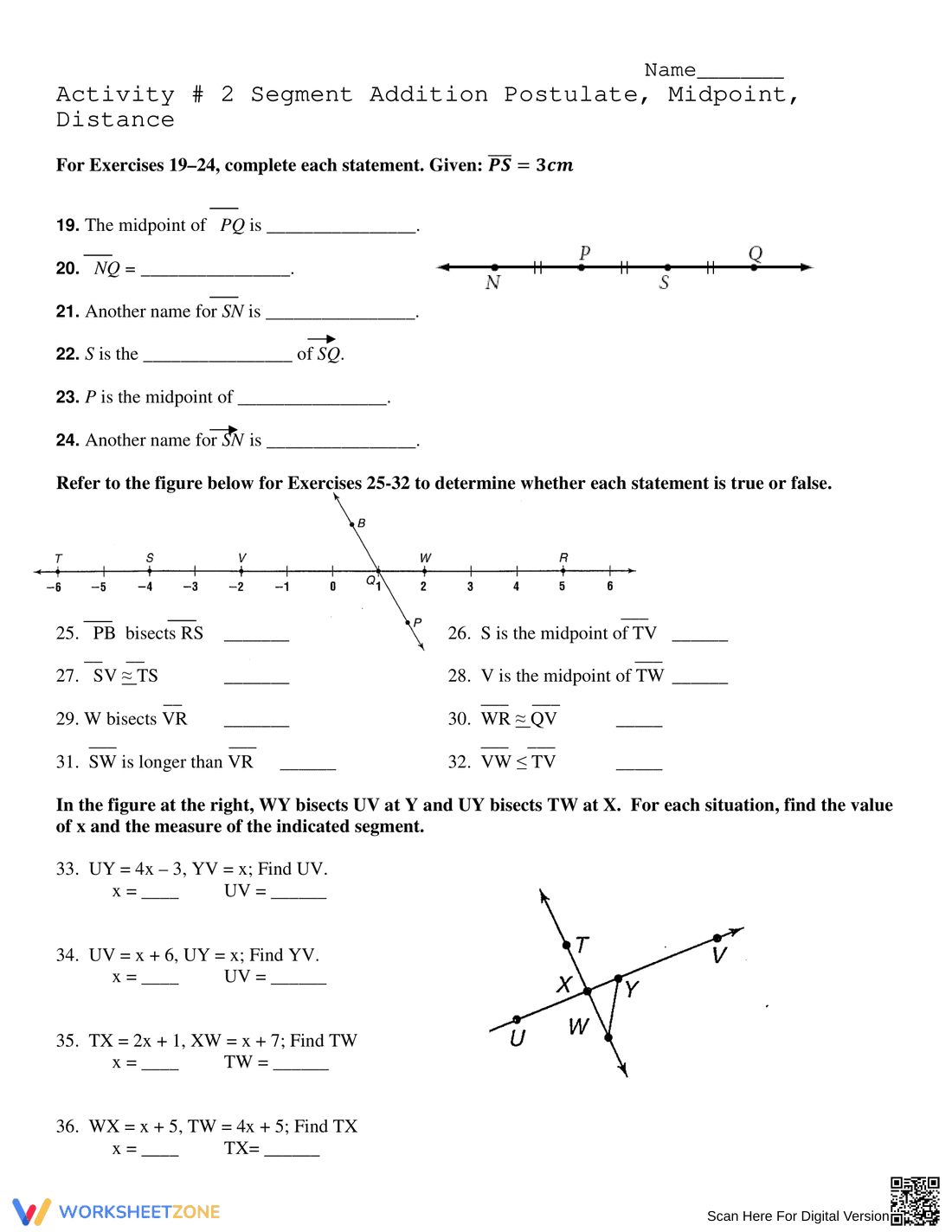 Practice with the Segment Addition Postulate - Page 2