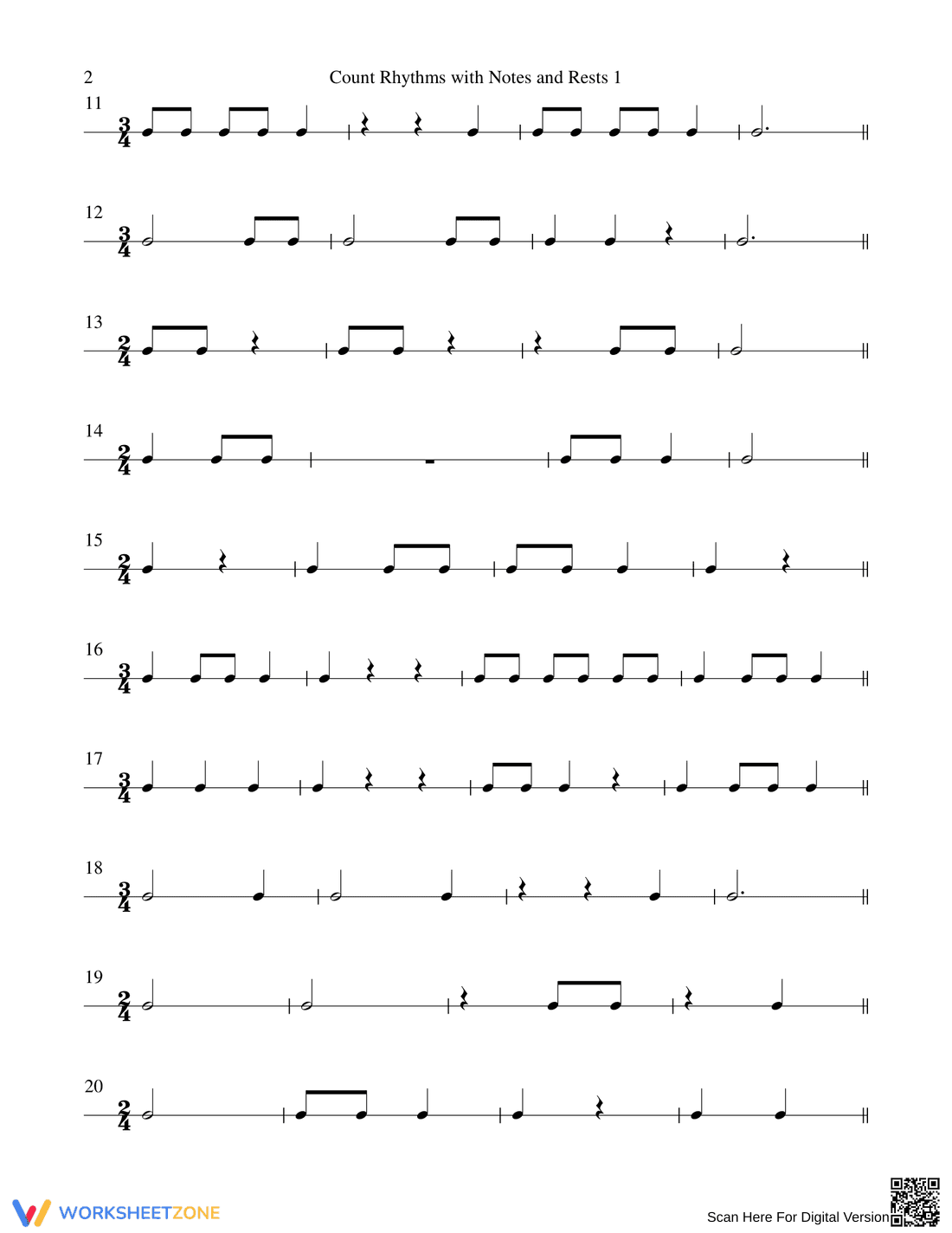 Counting Rhythms with Notes and Rests - Page 2