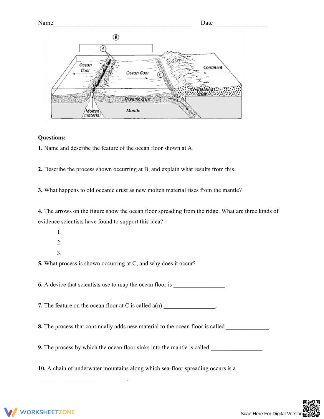 Explore Sea Floor Spreading: Worksheet - Page 2