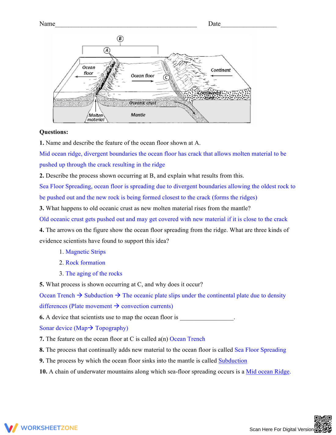 Explore Sea Floor Spreading: Worksheet - Page 4