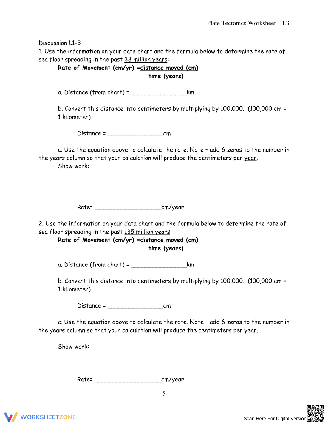 Sea Floor Spreading: Science Worksheet - Page 5