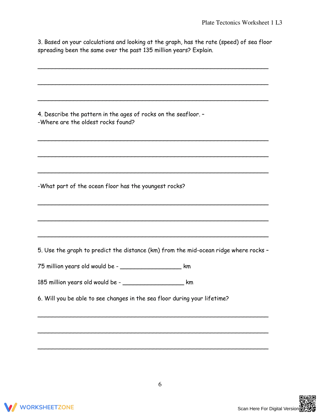 Sea Floor Spreading: Science Worksheet - Page 6