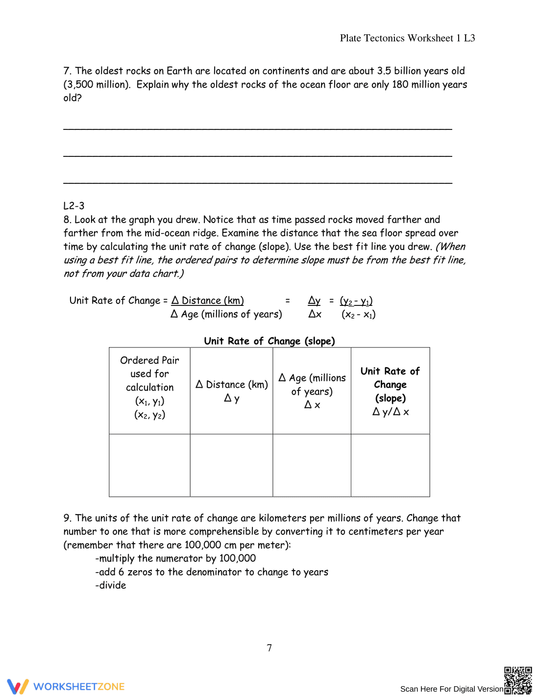 Sea Floor Spreading: Science Worksheet - Page 7