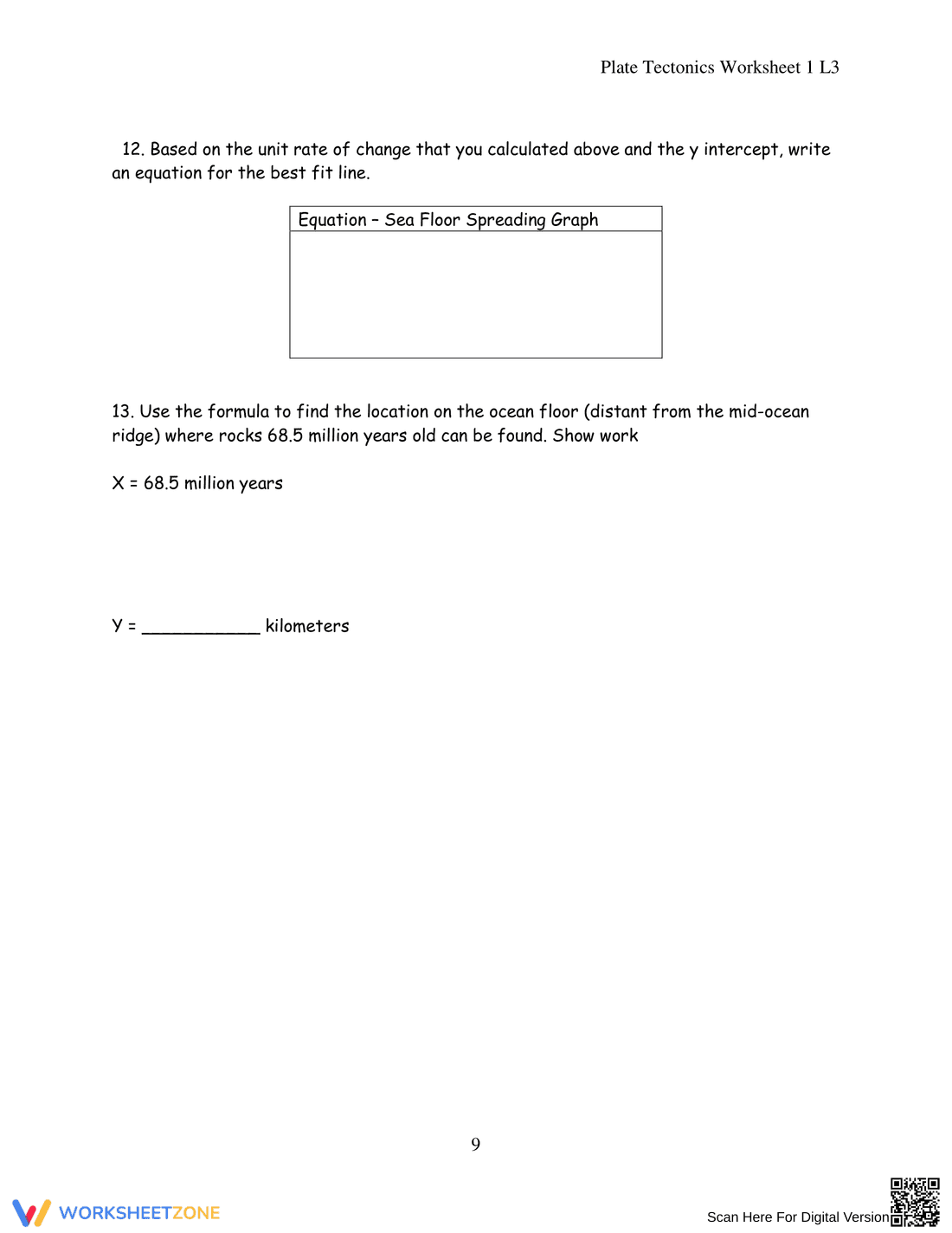 Sea Floor Spreading: Science Worksheet - Page 9